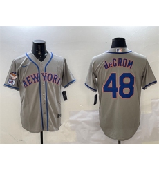 Men's New York Mets #48 Jacob DeGrom Grey 2025 Spring Training Cool Base Stitched Baseball Jersey