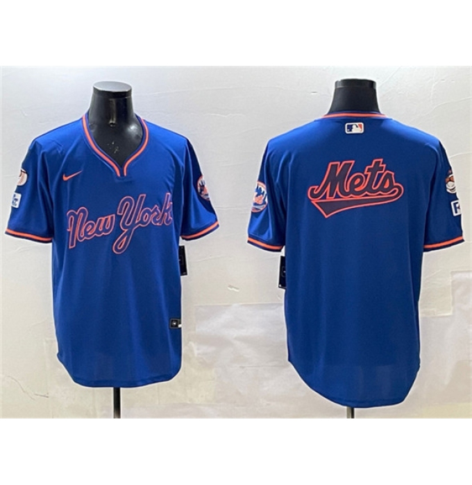 Men's New York Mets Team Big Logo Royal 2025 Spring Training Stitched Baseball Jersey