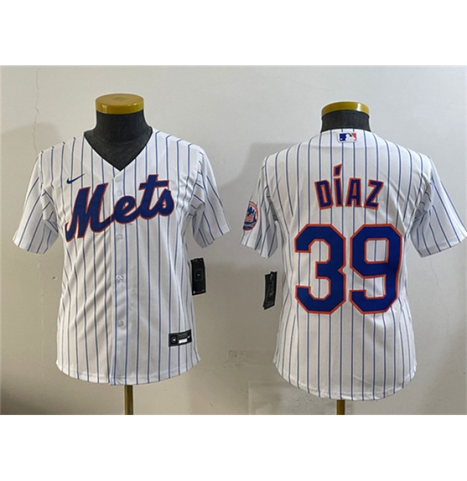 Youth New York Mets #39 Edwin Díaz White Cool Base Stitched Baseball Jersey