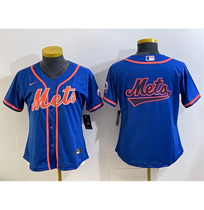 Youth New York Mets Team Big Logo Royal Cool Base Stitched Baseball Jersey
