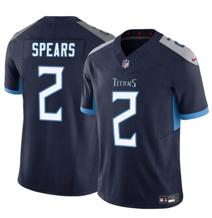 Men's Tennessee Titans #2 Tyjae Spears Navy 2024 F.U.S.E. Vapor Limited Stitched Football Jersey