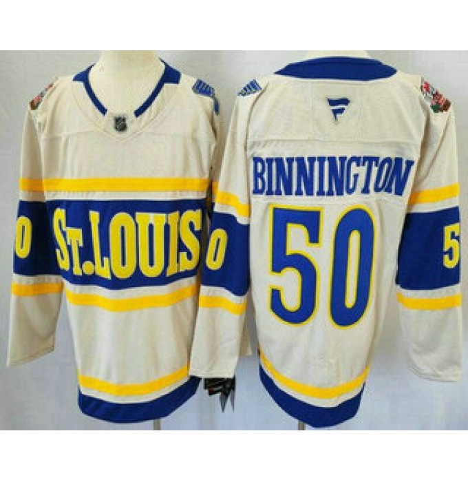 Men's St Louis Blues #50 Jordan Binnington Cream 2025 Winter Classic Authentic Jersey