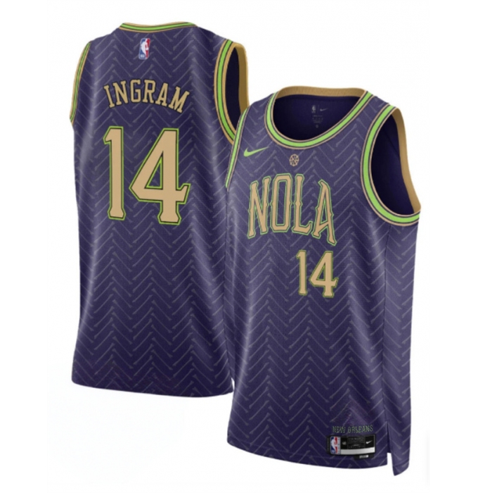 Men's New Orleans Pelicans #14 Brandon Ingram Purple 2024-25 City Ediiton Stitched Basketball Jersey