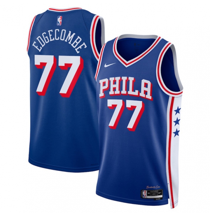 Men's Philadelphia 76ers #77 V. J. Edgecombe Royal 2025 Draft Icon Edition Stitched Jersey