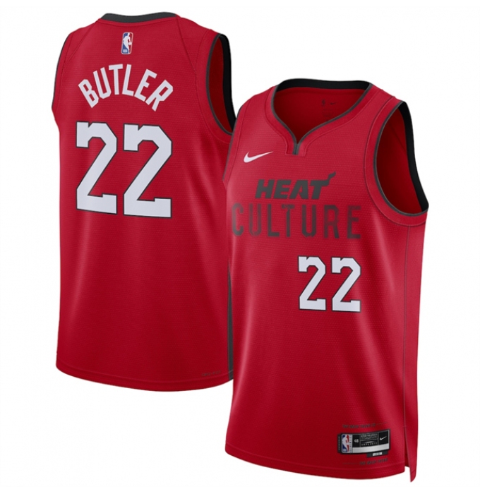 Men's Miami Heat #22 Jimmy Butler Red 2024-25 City Edition Stitched Basketball Jersey