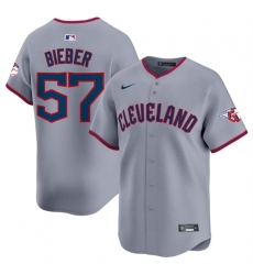 Men's Cleveland Guardians #57 Shane Bieber Gray 2025 Alternate Limited Stitched Baseball Jersey