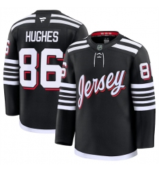 Men's New Jersey Devils #86 Jack Hughes Black 2024-25 Alternate Stitched Hockey Jersey