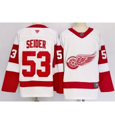 Men's Detroit Red Wings #53 Moritz Seider White 2024-25 Stitched Jersey