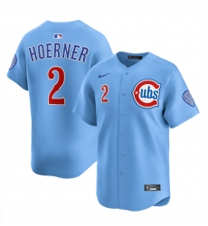 Men's Chicago Cubs #2 Nico Hoerner Blue 2024-25 2nd Alternate Limited Stitched Baseball Jersey