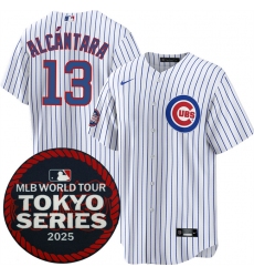 Men's Chicago Cubs #13 Kevin Alcántara White 2025 World Tour Tokyo Series Home Stitched Baseball Jersey