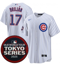 Men's Chicago Cubs #17 Vidal Bruján White 2025 World Tour Tokyo Series Home Stitched Baseball Jersey