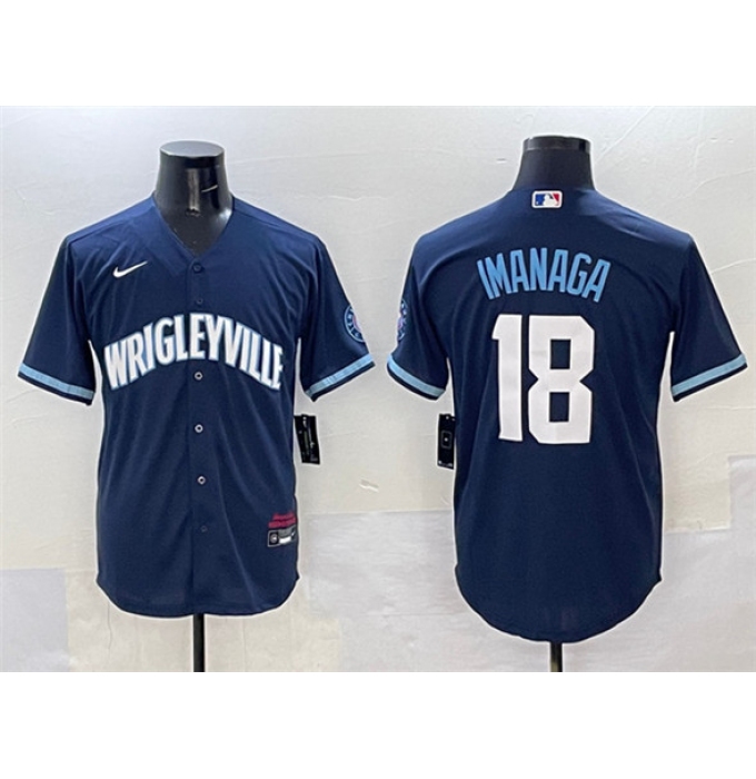Men's Chicago Cubs #18 Shota Imanaga Navy City Connect Stitched Baseball Jersey