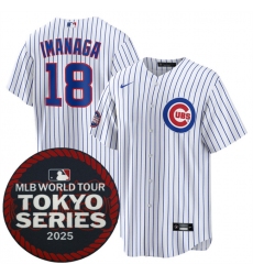 Men's Chicago Cubs #18 Shōta Imanaga White 2025 World Tour Tokyo Series Home Stitched Baseball Jersey