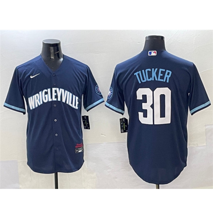 Men's Chicago Cubs #30 Kyle Tucker Navy City Connect Stitched Baseball Jersey