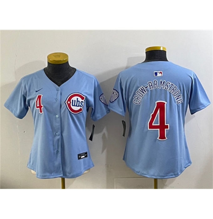 Youth Chicago Cubs #4 Pete Crow-Armstrong Blue 2024-25 2nd Alternate Limited Stitched Baseball Jersey