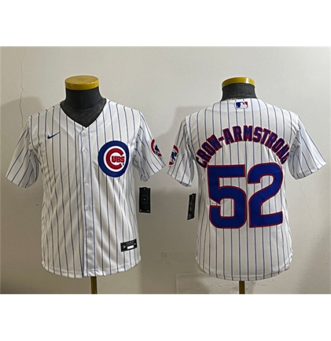 Youth Chicago Cubs #52 Pete Crow-Armstrong White Cool Base Stitched Baseball Jersey