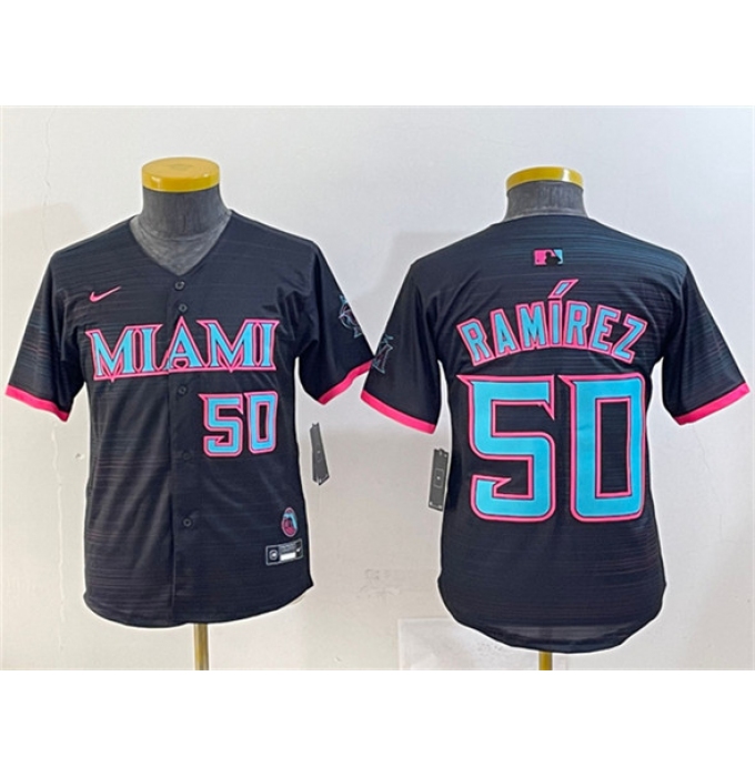 Youth Miami Marlins #50 Agustín Ramírez Black 2025 City Connect Limited Stitched Baseball Jersey