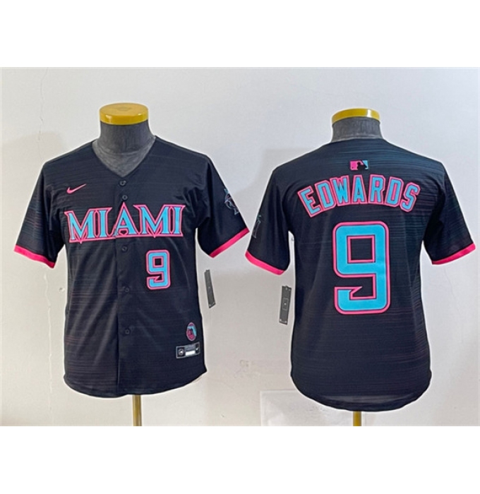 Youth Miami Marlins #9 Xavier Edwards Black 2025 City Connect Limited Stitched Jersey