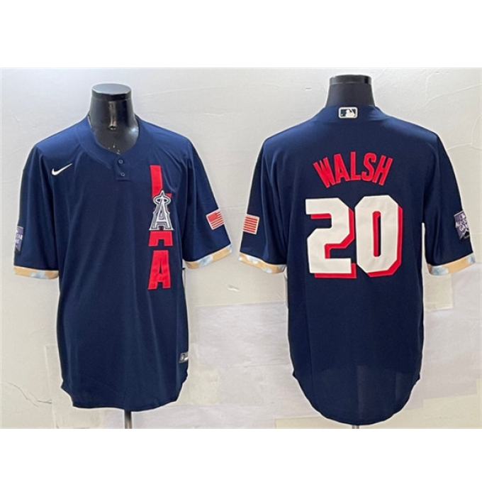 Men's Los Angeles Angels #20 Jared Walsh 2021 Navy All-Star Cool Base Stitched Baseball Jersey