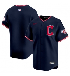 Men's Cleveland Guardians Blank Navy 2025 Alternate Limited Stitched Baseball Jersey