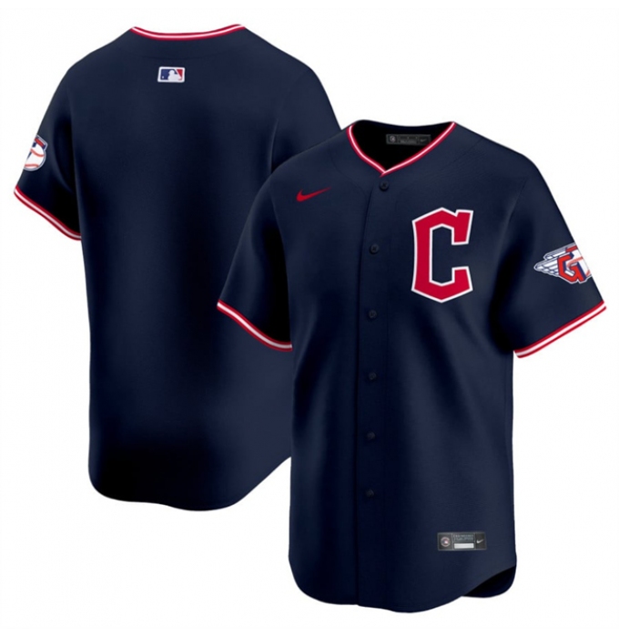 Men's Cleveland Guardians Blank Navy 2025 Alternate Limited Stitched Baseball Jersey