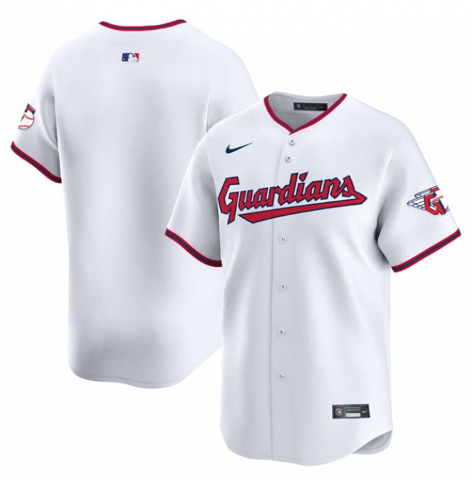 Men's Cleveland Guardians Blank White Home Limited Stitched Baseball Jersey