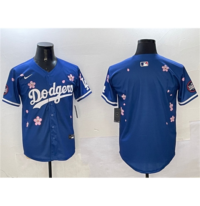 Men's Los Angeles Dodgers Blank Royal 2025 Tokyo Series Limited Stitched Baseball Jersey