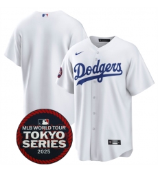 Men's Los Angeles Dodgers Blank White 2025 World Tour Tokyo Series Home Stitched Baseball Jersey