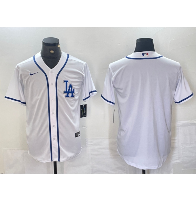 Men's Los Angeles Dodgers Blank White Cool Base Stitched Baseball Jersey