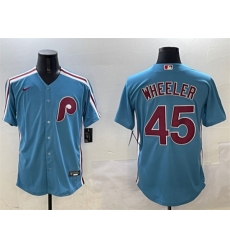 Men's Philadelphia Phillies #45 Zack Wheeler Blue Cool Base Stitched Jersey