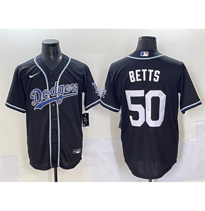 Men's Los Angeles Dodgers #50 Mookie Betts Black Fashion Stitched Baseball Jersey