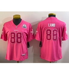 Women's Dallas Cowboys #88 CeeDee Lamb Pink Vapor Untouchable Limited Stitched Football Jersey(Run Small)