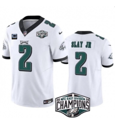 Men's Philadelphia Eagles #2 Darius Slay JR White 2024 NFC Est Champions With 3-Star C F.U.S.E. Vapor Untouchable Limited Stitched Football Jersey