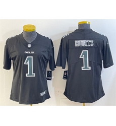 Women's Philadelphia Eagles #1 Jalen Hurts Black Fashion Vapor Untouchable Limited Football Stitched Jersey(Run Small)