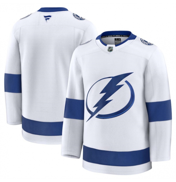 Men's Tampa Bay Lightning Blank White 2024-25 Away Stitched Hockey Jersey