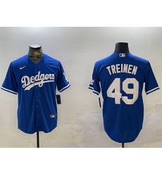 Men's Los Angeles Dodgers #49 Blake Treinen Royal Cool Base Stitched Baseball Jersey