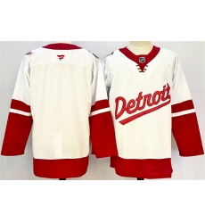 Men's Detroit Red Wings Blank White Red 2024-25 Stitched Jersey