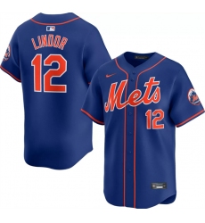 Men's New York Mets #12 Francisco Lindor Royal 2024 Alternate Limited Stitched Baseball Jersey