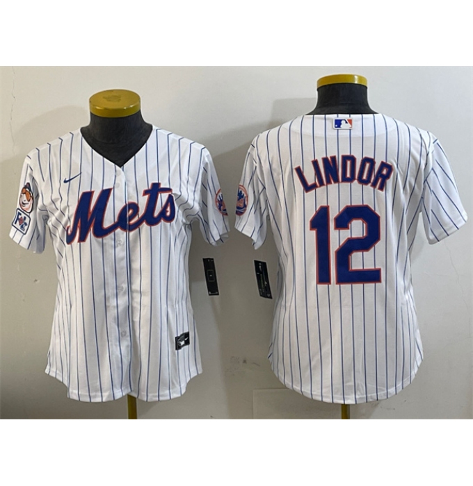 Women's New York Mets #12 Francisco Lindor White 2025 Spring Training Cool Base Stitched Baseball Jersey(Run Small)