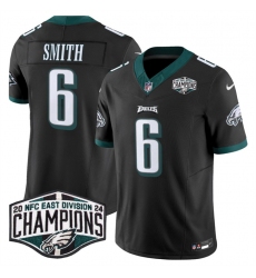 Men's Philadelphia Eagles #6 DeVonta Smith Black 2024 NFC East Champions F.U.S.E. Vapor Untouchable Limited Stitched Football Jersey