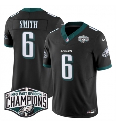 Men's Philadelphia Eagles #6 DeVonta Smith Black 2024 New NFC East Champions F.U.S.E. Vapor Untouchable Limited Stitched Football Jersey