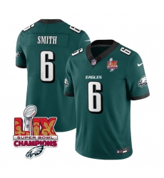 Men's Philadelphia Eagles #6 DeVonta Smith Green 2025 Eagles Logo Super Bowl LIX New F.U.S.E. Vapor Limited Football Stitched Jersey