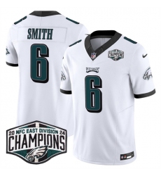 Men's Philadelphia Eagles #6 DeVonta Smith White 2024 NFC East Champions F.U.S.E. Vapor Untouchable Limited Stitched Football Jersey