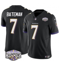 Men's Baltimore Ravens #7 Rashod Bateman Black F.U.S.E 2024 AFC North Division Champions Vapor Limited Football Jersey