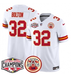 Men's Kansas City Chiefs #32 Nick Bolton White F.U.S.E. 2024 AFC West Division Champions Vapor Limited Stitched Football Jersey