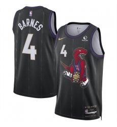 Men's Toronto Raptors #4 Scottie Barnes Black 2024-25 City Edition Stitched Basketball Jersey