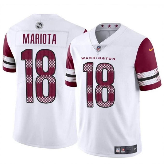 Men's Washington Commanders #18 Marcus Mariota White 2024 Vapor Limited Stitched Football Jersey