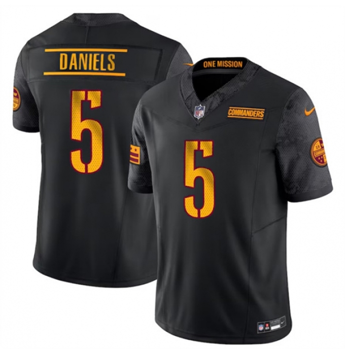 Men's Washington Commanders #5 Jayden Daniels Black 2024 F.U.S.E. Vapor Limited Football Stitched Jersey