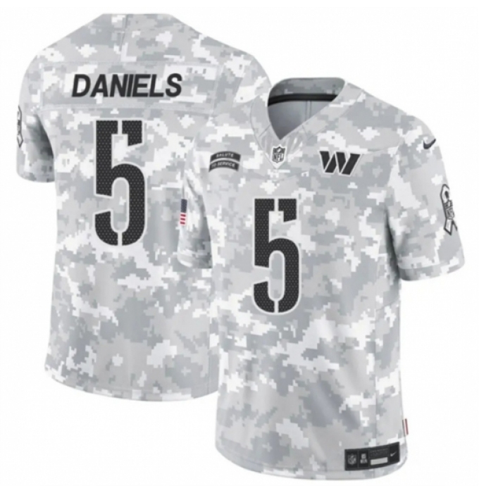 Youth Washington Commanders #5 Jayden Daniels 2024 F U S E Arctic Camo Salute To Service Limited Stitched Football Jersey