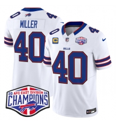 Men's Buffalo Bills #40 Von Miller White F.U.S.E. 2024 AFC East Division Champions With 4-Star C Vapor Limited Stitched Football Jersey